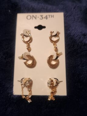 ON 34th Mixed Mini Hoop and Drop Earring Set